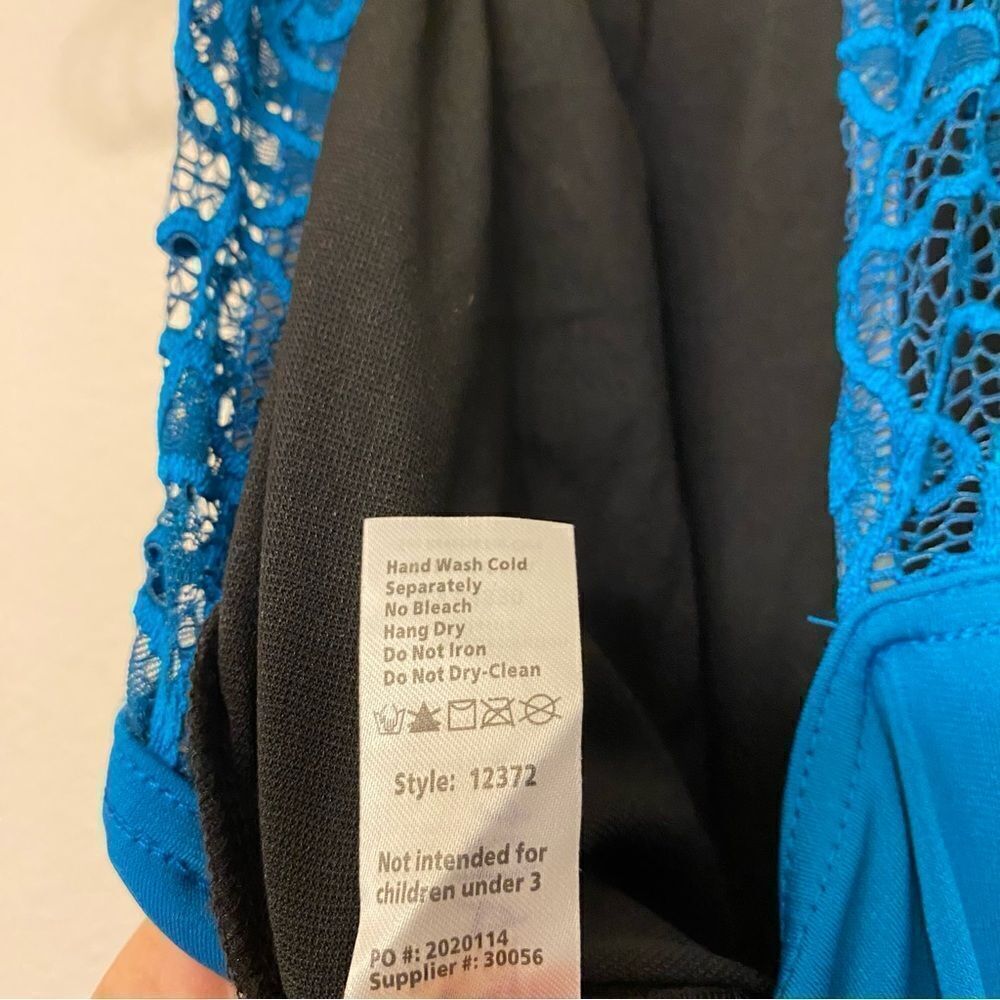 WEISSMAN Dance Costume unitard jumpsuit teal lace Open Hands 12372 adult MA - Picture 12 of 14